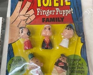 Vintage Popeye Finger Puppet Family on Card