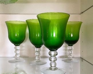 Green ball stem glasses