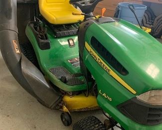 John Deere L A115 riding lawn mower with grass catcher; great condition, 42” deck -$1500