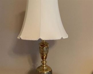 Pair of brass lamps