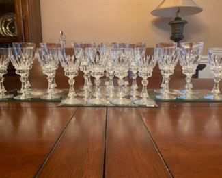 Set of 20 lead crystal glasses, two sizes; 10 each