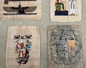 Egyptian paintings on papyrus, set of 4