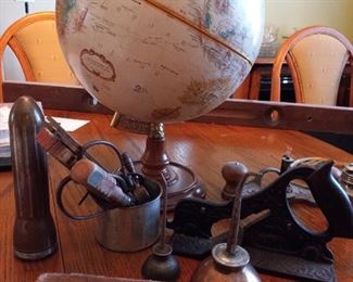 Globe and vintage tools