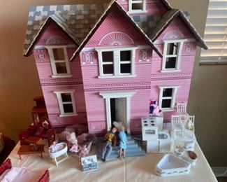 Vintage doll house with furniture