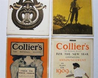 2503	4 Maxfield Parrish Illustrated “Colliers” Magazines. Includes 1905, 1906 & 2 1909. All 11” X 15”, Additional Illustrations by Remington & Charles Gibson inside.