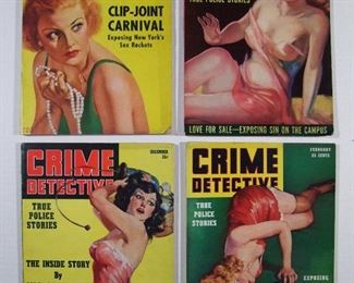 2505	4 1930s “Crime Detective” & “Front Page Detective” Magazines for years 1937, 2-1938 & 1939. All 8 ½” X 11 ½”.
