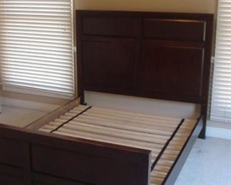 Bedroom #4-Upstairs:  A FULL size bed has a footboard, headboard, and wooden bed slats.