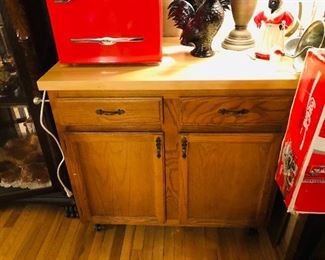 Kitchen island on wheels with butcher block top