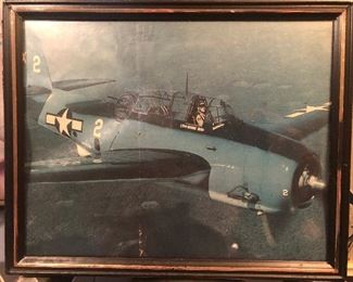 Framed picture of George Bush in his plane “Barbara”