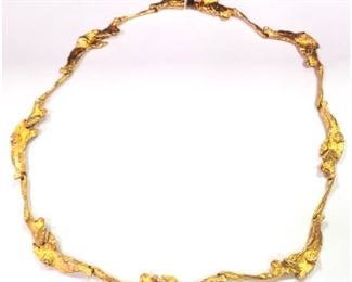14k gold textured choker necklace, Finland, 27.4 gms