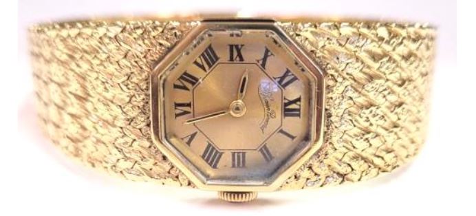 Lady's Lucien Piccard 14k watch, octagon face, 37.9 gms