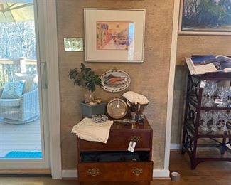 Diminutive chest, watercolors, sterling tray