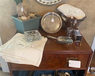 Silver plated flatware Portmerion fish platter, sterling items