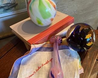 Art glass, novelty cocktail napkins