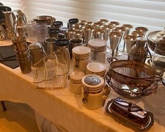 Silver plated goblets and barware