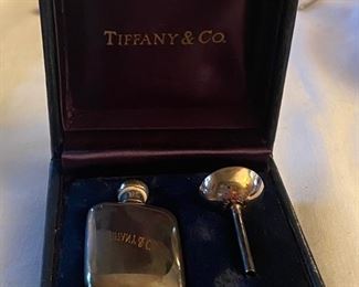 Tiffany boxed scent bottle and funnel, sterling