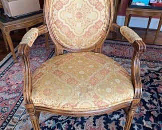 Set of 6 Dining Chairs - all with upholstered seats.  Head chairs also have upholstered backs - the 4 others have caned backs.