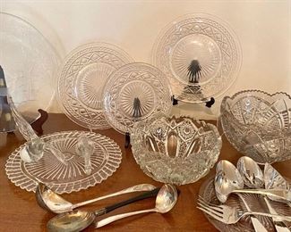 Variety of Vintage Glassware and Mikasa Serving Utensils