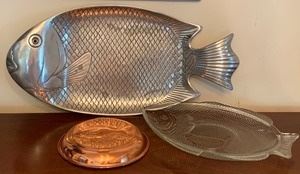 Arthur Court Fish Platter, Glass Fish Platter and copper Decorative Fish Decor