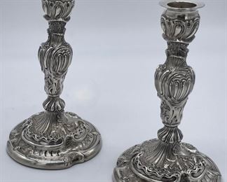 Pair of sTerling Repousse Candlesticks