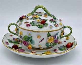 Meissen Covered Bowl & Underplate