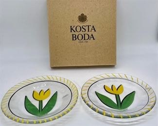 Pair of Kosta Boda Tulip Plates