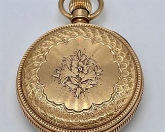 HW Co. Gold "New Railway" Pocket Watch