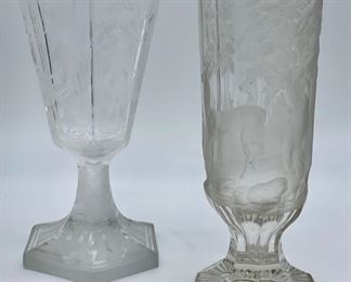 Moser Style Crystal Vase & Orrefors Chalice