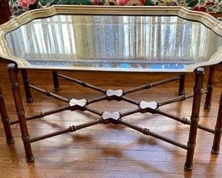 Faux Bamboo & Brass Tray Table