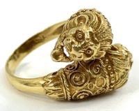 Fine 18k Solid Yellow Gold Two Headed Lion Ring