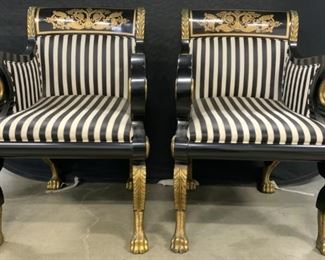 Pr KINDEL FURNITURE Inlaid Empire Lounge Chairs

