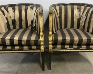Vintage French Empire Style Swan Bergere Chairs
