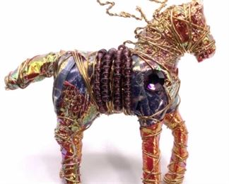 Wire Wrapped Mixed Media Horse Brooch, Jewelry
