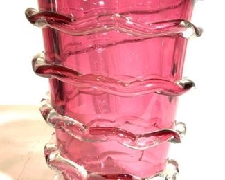 MURANO Art Glass Vase W Outer Coil Detail
