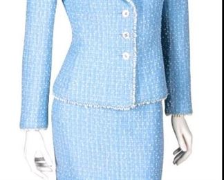 Chanel Princess Diana Blue Boucle Suit