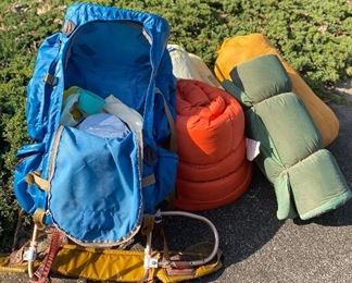Camping equipment - sleeping bags, hiking backpack