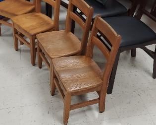 Oak children's chairs, black folding chairs