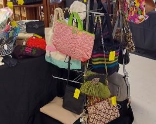 Various  purses and hand bags.