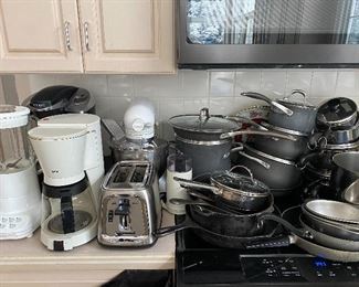 Pots and Pans Galore! Coffee Makers, Blenders, Mixers, a Keurig Coffee Maker and MORE!