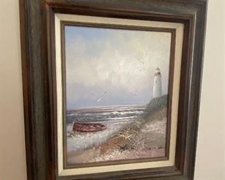 Oil on Canvas Seascape by S.A. Kahn, Signed