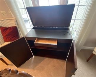 Vintage Sideboard Cabinet with Cane Door Panels - Opens into a bar!