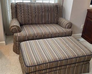 Striped Sleeper Loveseat with Matching Ottoman by Flexsteel