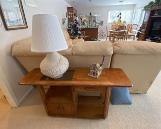 Oak Sofa Table with Storage, Matches Coffee Table and Side Table, Large Decorative Table Lamp