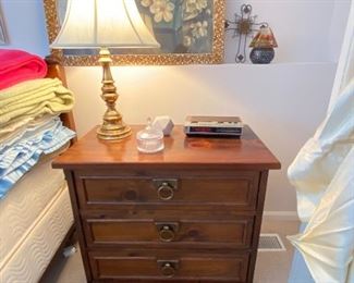 Knotty Pine Side Cabinet with Ring Drawer Pulls, Matching Desk, Headboard and more.