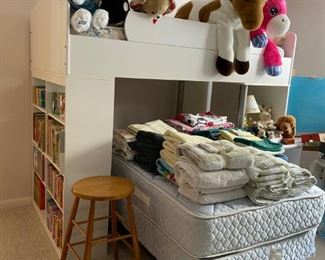 Palliser Twin Loft Bed/Bookcase/Desk with Twin bottom bunk