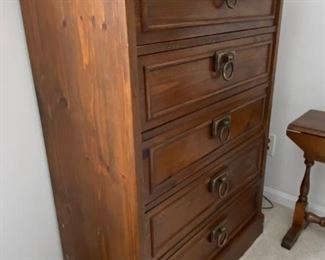 Tall Knotty Pine Dresser with Ring Drawer Pulls, matching furniture pieces available!