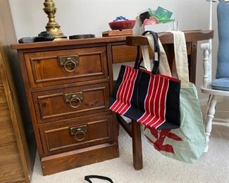 Vintage Knotty Pine Desk with Ring Drawer Pulls