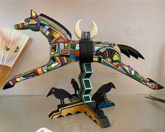 Robert Shields Designs Hand Painted Horse on Stand - Such a unique and colorful piece!
