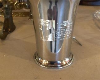 ENGRAVED TIFFANY PEWTER CUP.