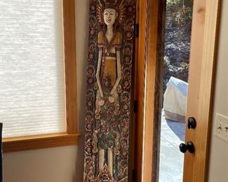 Brought back from Bali…wood carving app 6’ tall